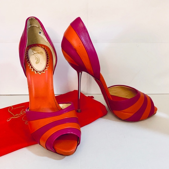 Christian Louboutin Shoes - Louboutin ARMADILLO BRIDE 120 Orange Pink Pump
